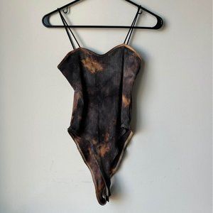 New rust and brown tie dye bodysuit